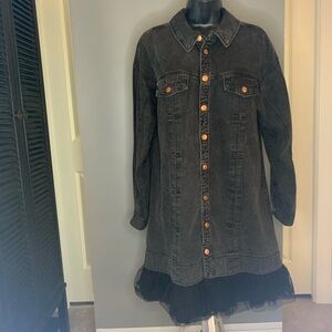 Pilcro Black Denim Dress with Ruffle Hem from Anthropologie